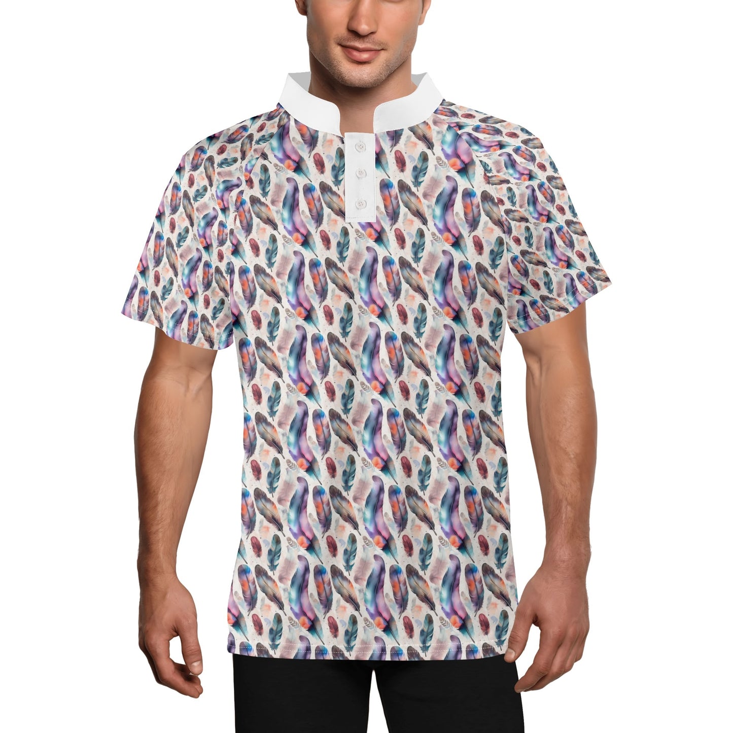 Watercolor Feather Polo