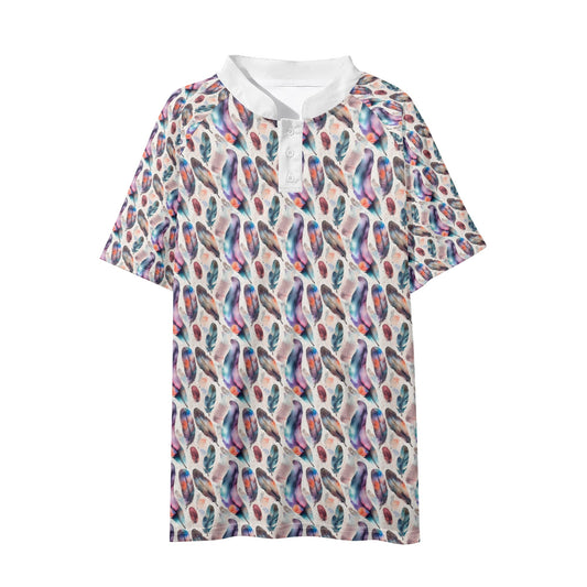 Watercolor Feather Polo